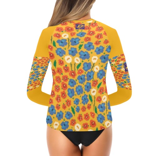 DIONIO Clothing - Women's Long Sleeve Shirt (Flowers 4 ) Women's Long Sleeve Swim Shirt (Model S39)