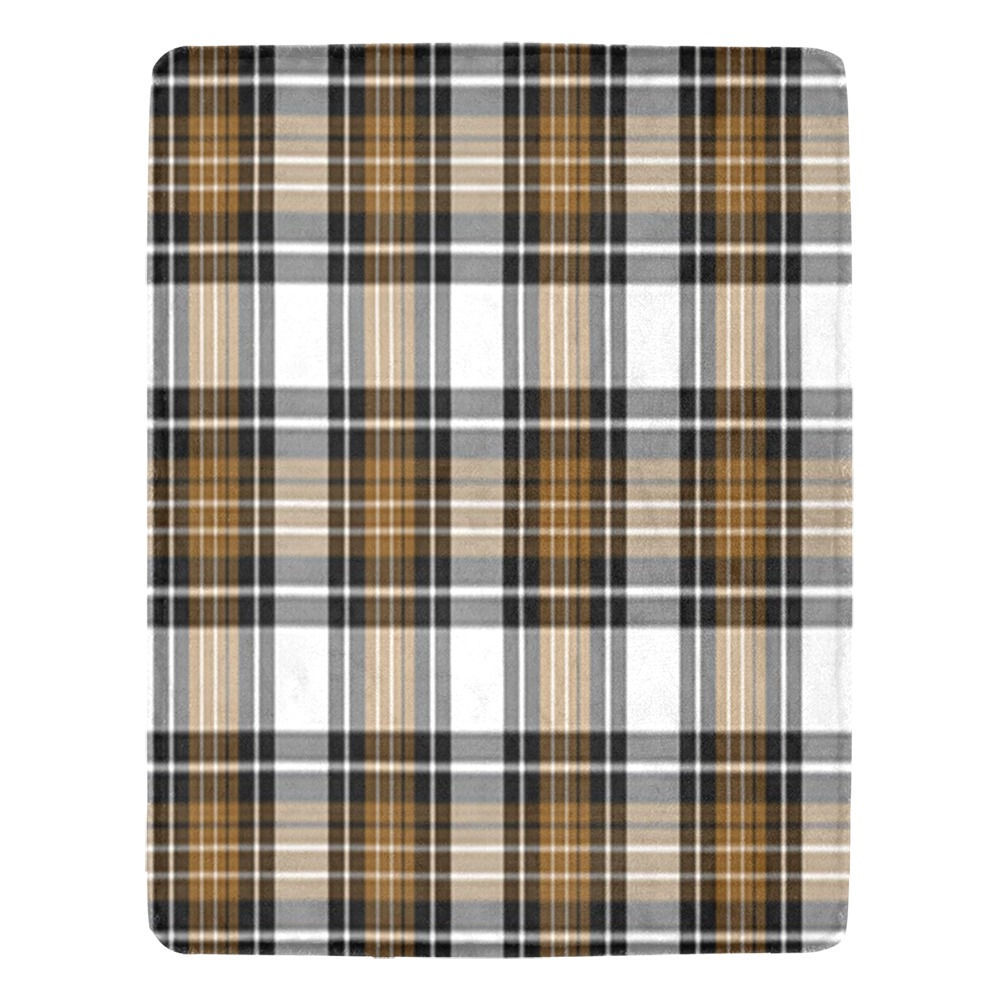 Brown Black Plaid Ultra-Soft Micro Fleece Blanket 54"x70"