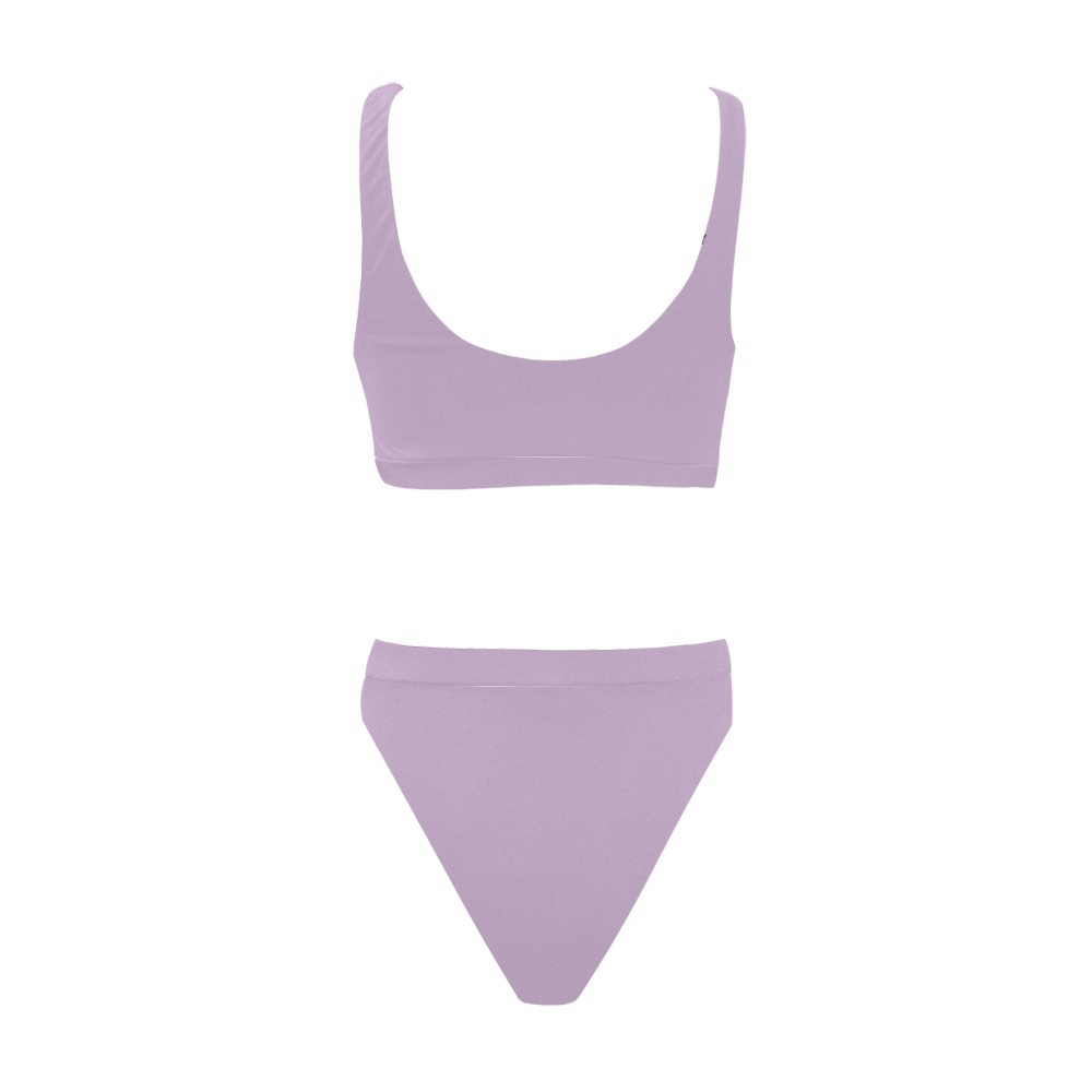 Escape Woman's Swimwear Two Piece Lilac Sport Top & High-Waisted Bikini Swimsuit (Model S07)