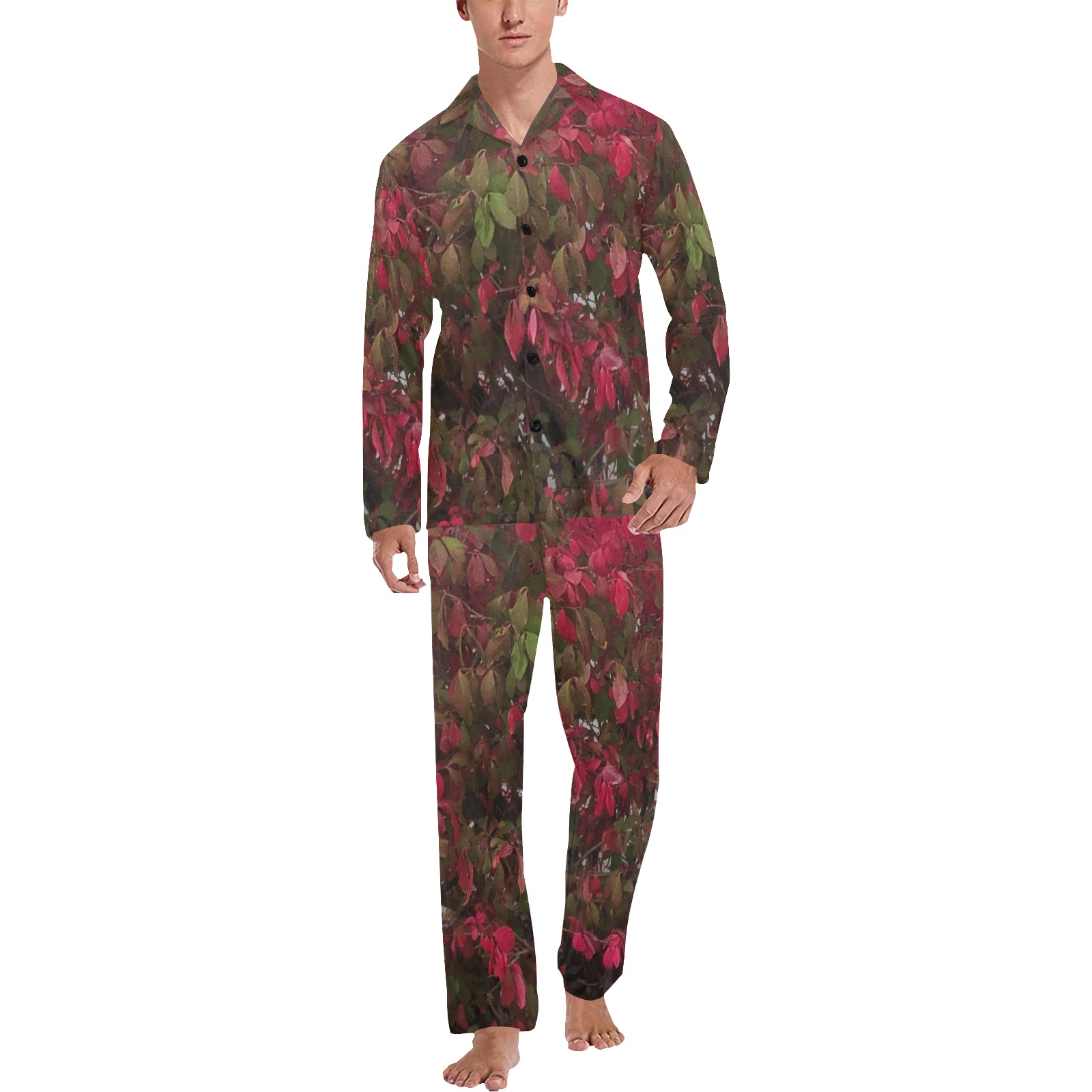 Changing_Seasons Men's V-Neck Long Pajama Set