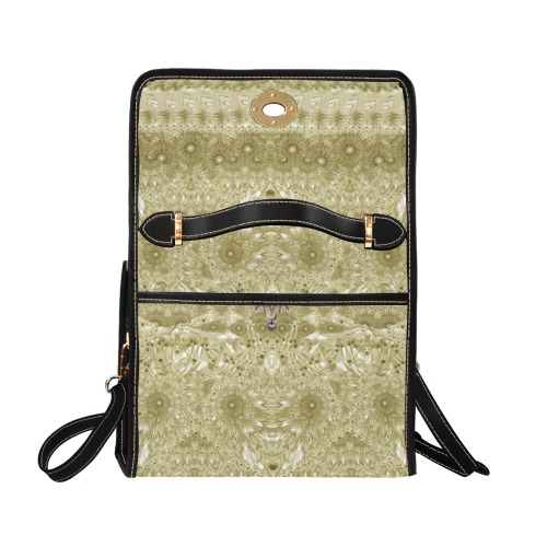 flowers and jewels gold Waterproof Canvas Bag-Black (All Over Print) (Model 1641)
