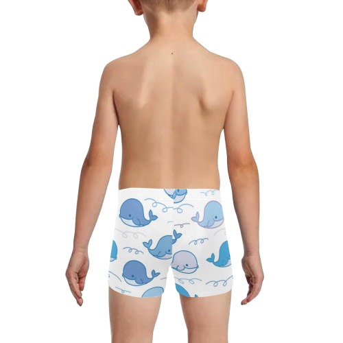 Cute whale cartoons Little Boys' Swimming Trunks (Model L57)