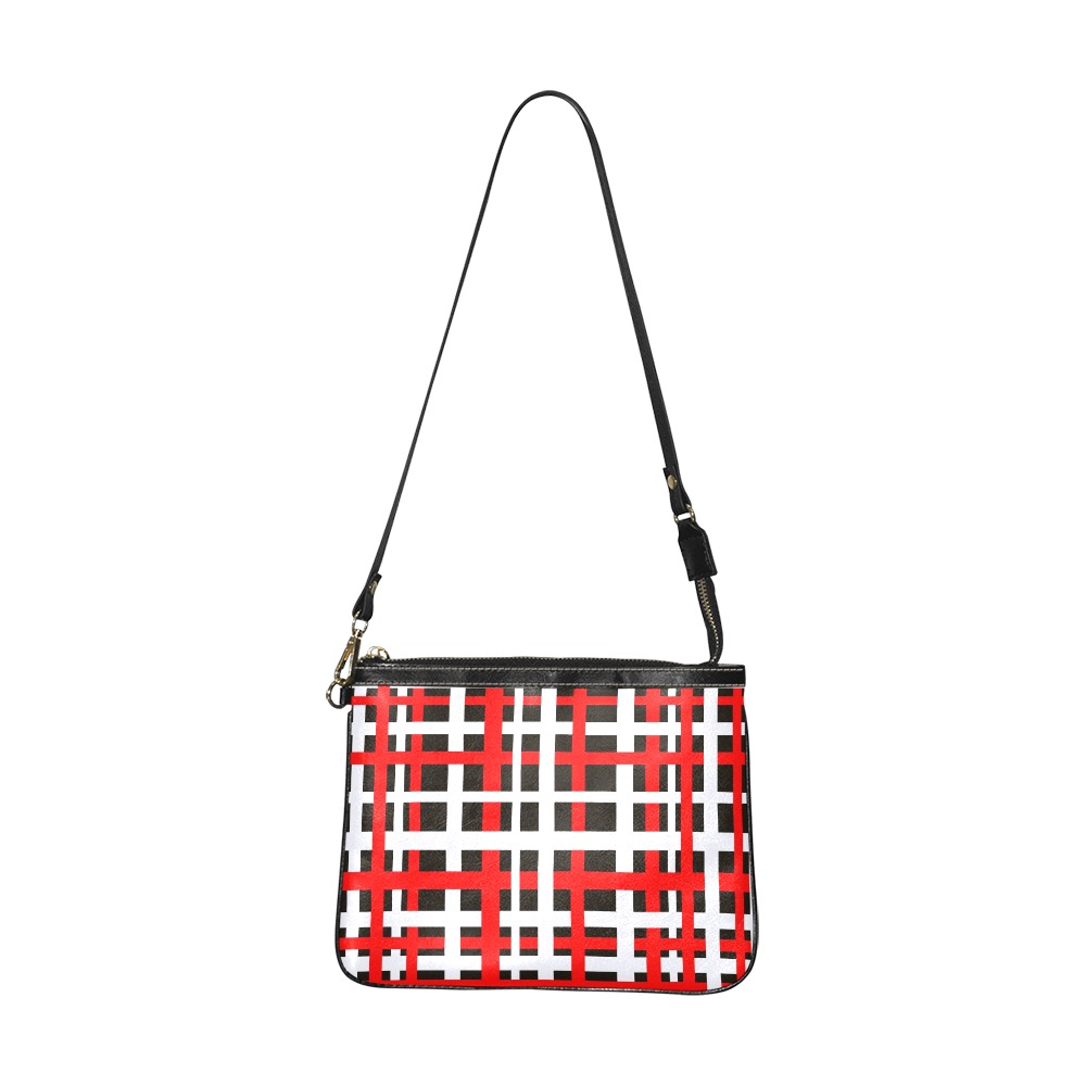 Interlocking Stripes Black White Red Small Shoulder Bag (Model 1710)