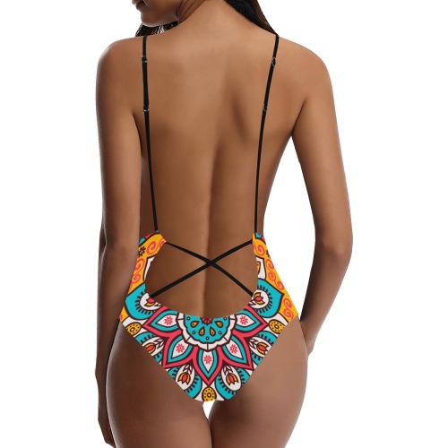 Mandala Sexy Lacing Backless One-Piece Swimsuit (Model S10)