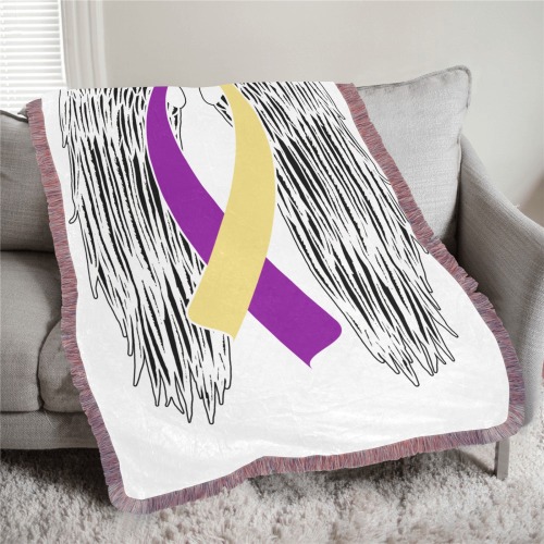 Winged Ribbon Bladder Cancer Ultra-Soft Fringe Blanket 30"x40" (Mixed Pink)