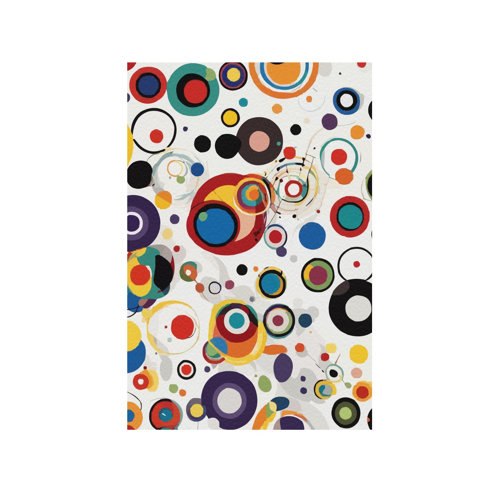 Colorful round shapes on white background art. Frame Canvas Print 32"x48"