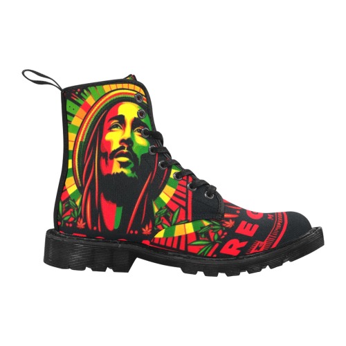 I LOVE REGGAE Martin Boots for Women (Black) (Model 1203H)