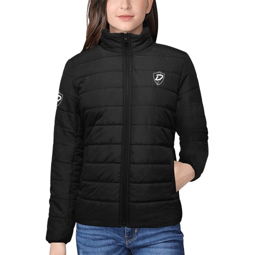DIONIO Clothing - Women's Puffy Padded Jacket (Black) Women's Stand Collar Padded Jacket (Model H41)