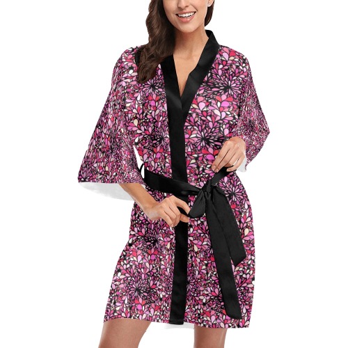 Raspberry Splash Kimono Robe