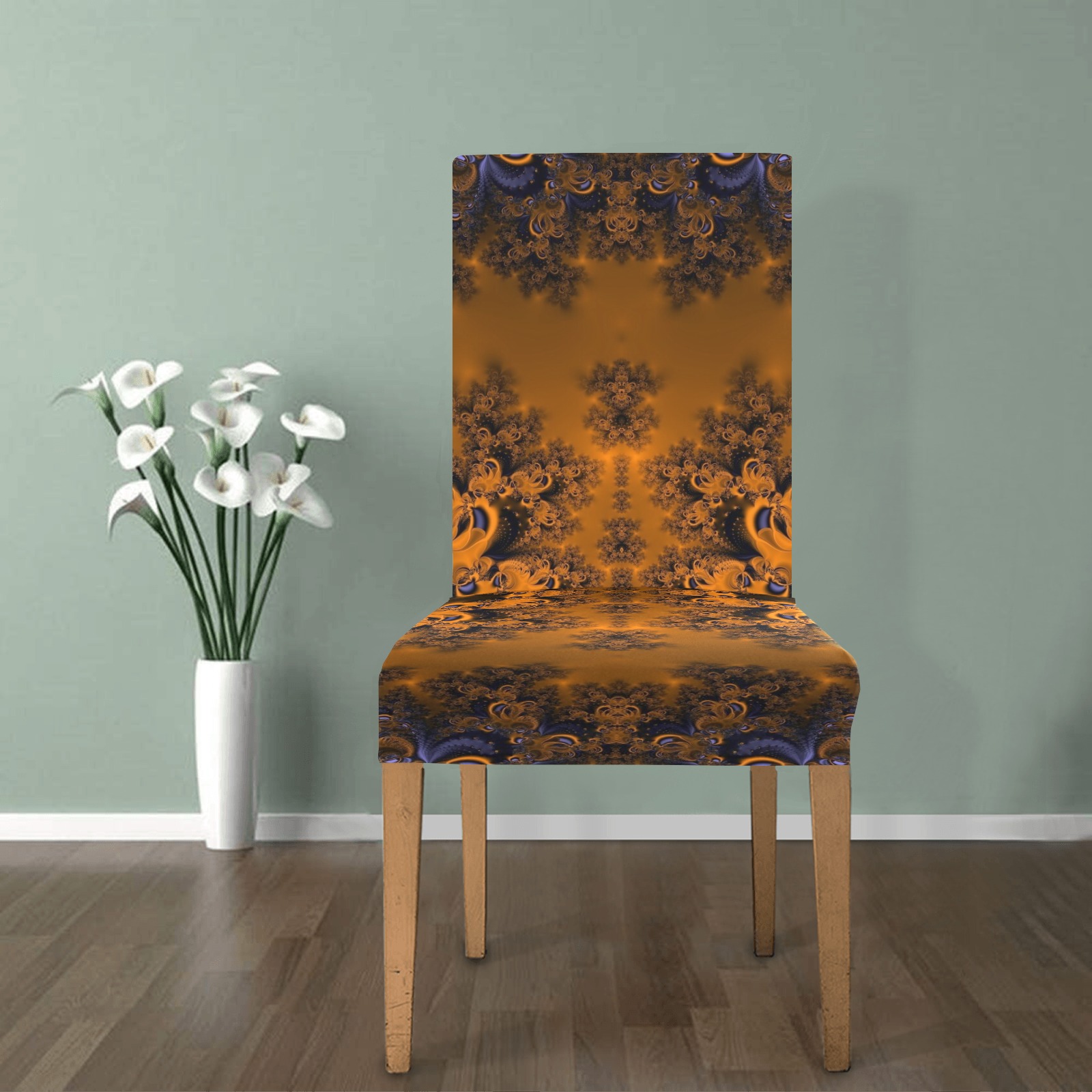 Orange Groves at Dusk Frost Fractal Chair Cover (Pack of 4)