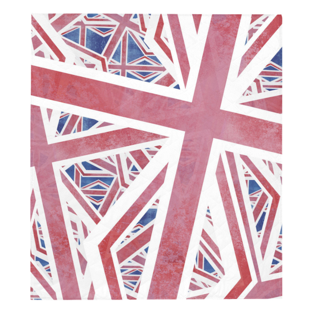Abstract Union Jack British Flag Collage Quilt 70"x80"