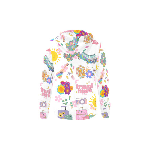 Hippie Summer Holiday Travel Vacation Artwork Design All Over Print Full Zip Hoodie for Kid (Model H14)