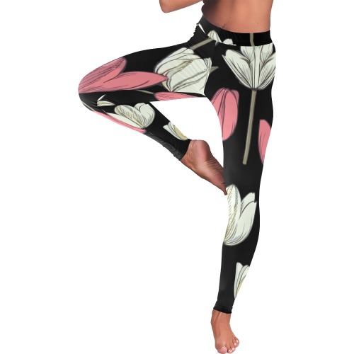 Floral Women's Low Rise Leggings (Invisible Stitch) (Model L05)