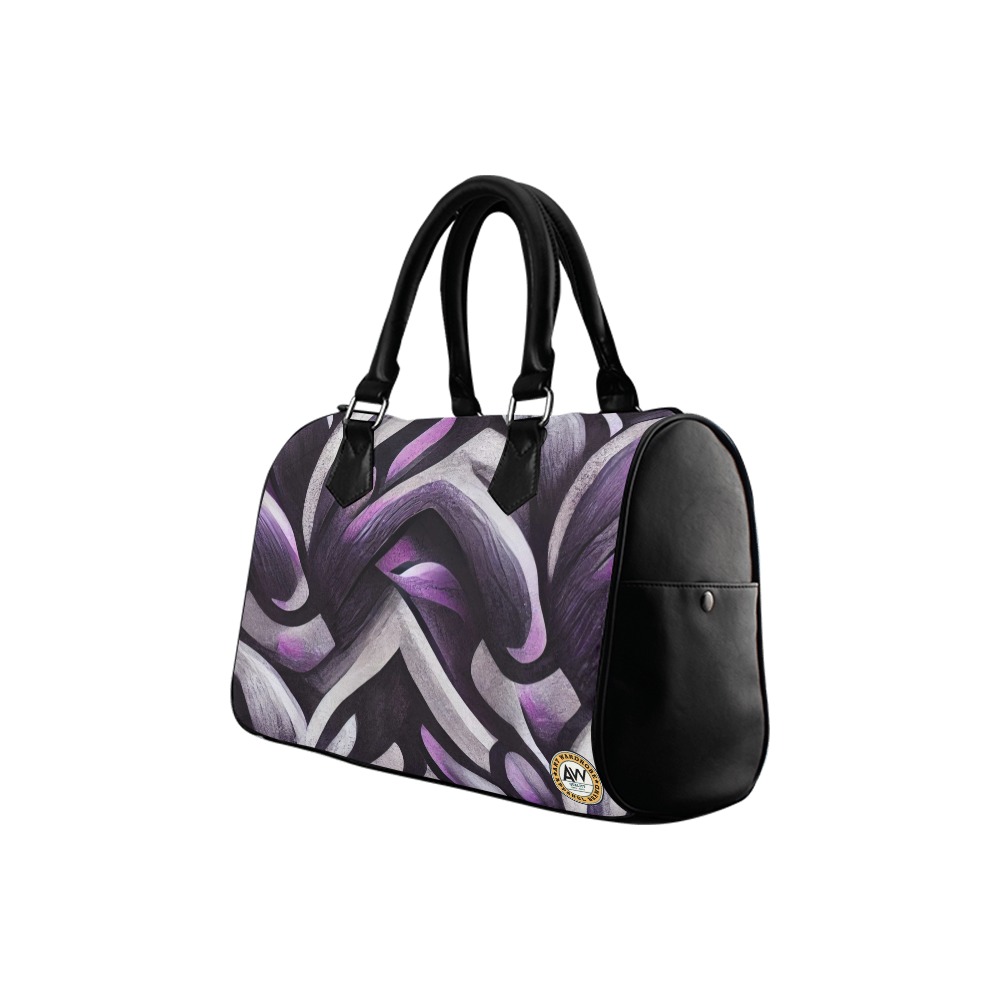 violet and black abstract pattern 6 Boston Handbag (Model 1621)