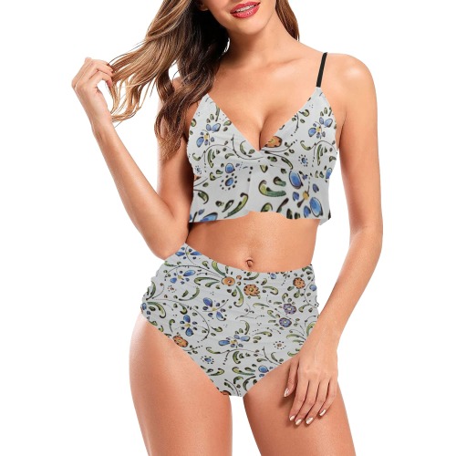 Flower Ruffle Hem Bikini Swimsuit (Model S35)