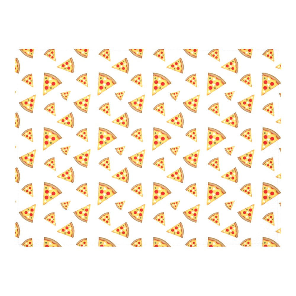 Cool and fun pizza slices pattern on white Cotton Linen Tablecloth 52"x 70"