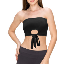 BLACK Women's Tie Bandeau Top (Model T66)