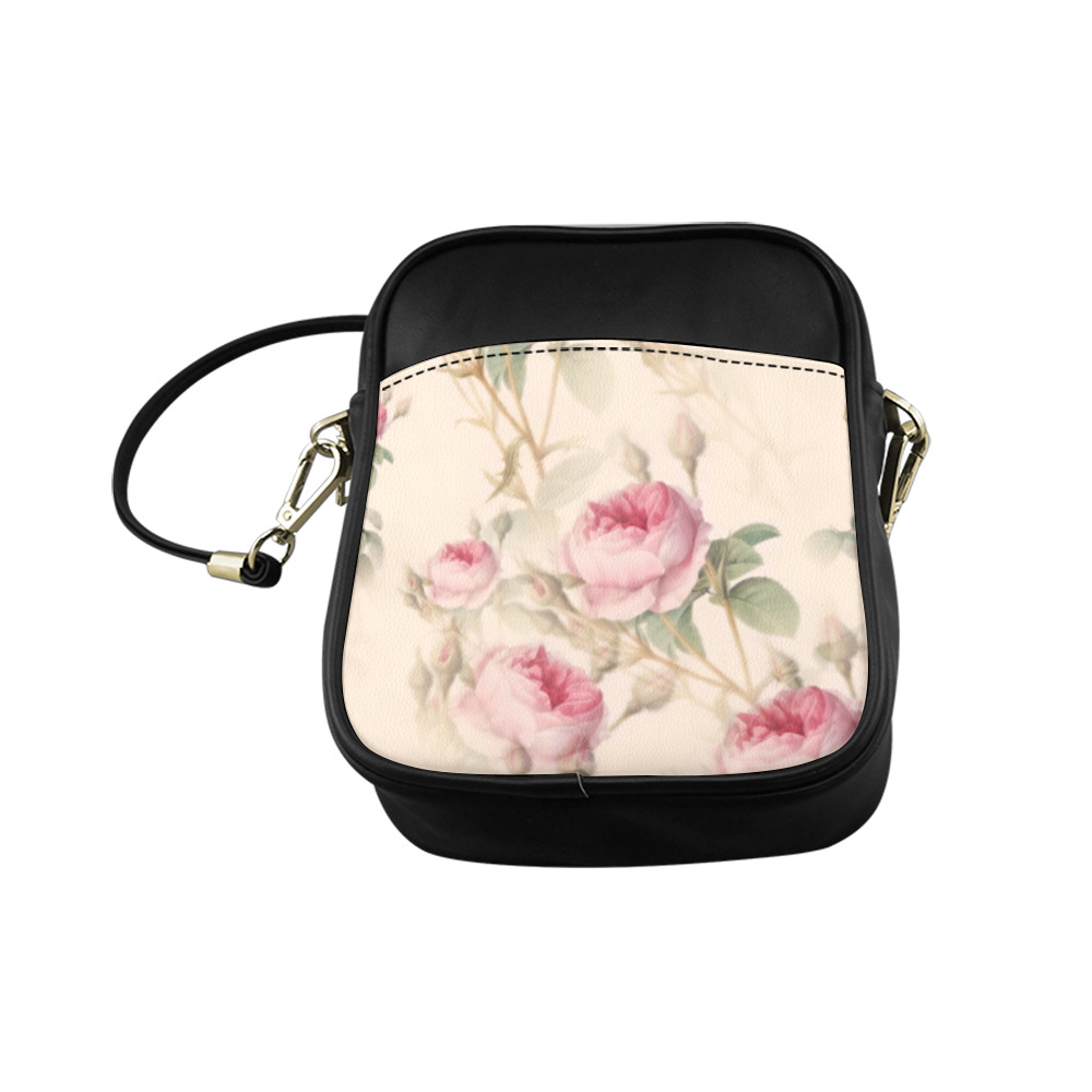 Vintage Pink Rose Garden Pattern Sling Bag (Model 1627)