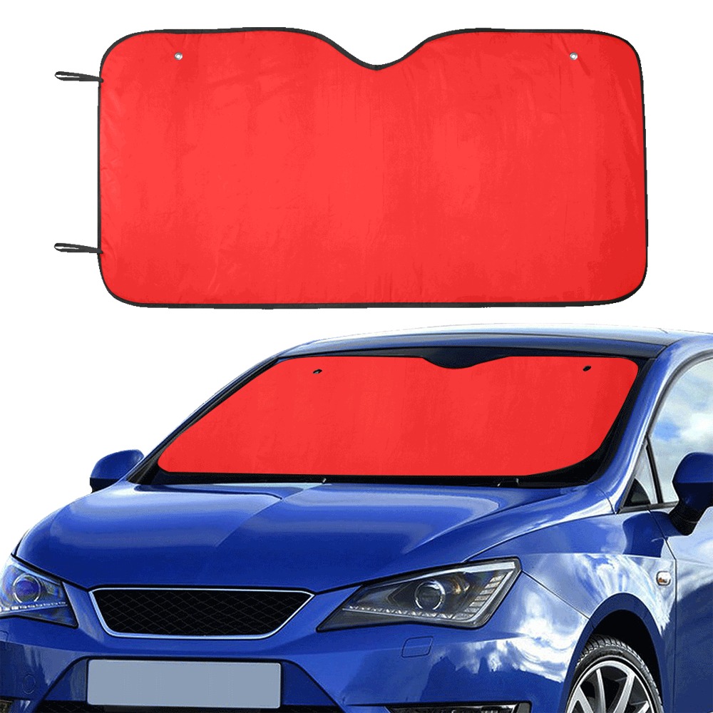 Merry Christmas Red Solid Color Car Sun Shade 55"x30"
