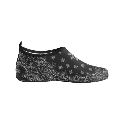 Bandanna Pattern Black White Women's Slip-On Water Shoes (Model 056)