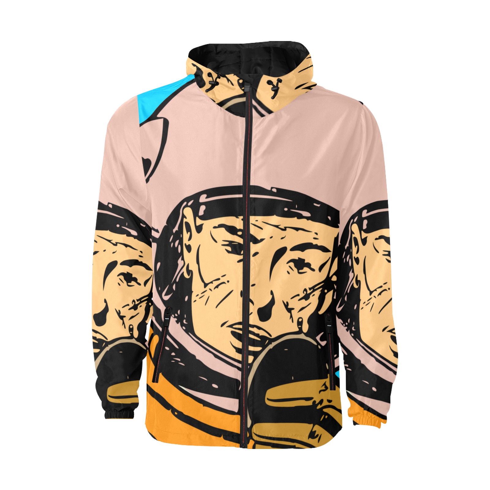 astronaut All Over Print Quilted Windbreaker for Men (Model H35)