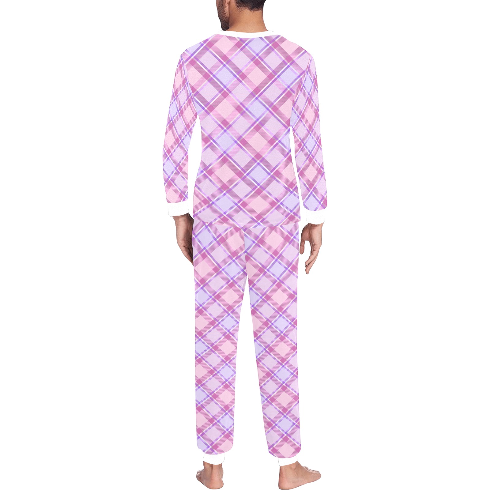 Pastel Baby Girl Plaid Men's All Over Print Pajama Set