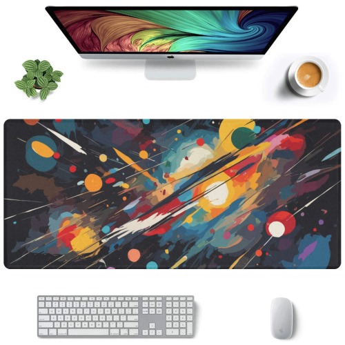 A new sun is born colorful abstract art on black Gaming Mousepad (35"x16")