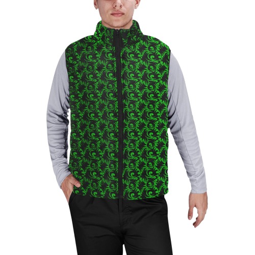 green swirl Men's Padded Vest Jacket (Model H44)