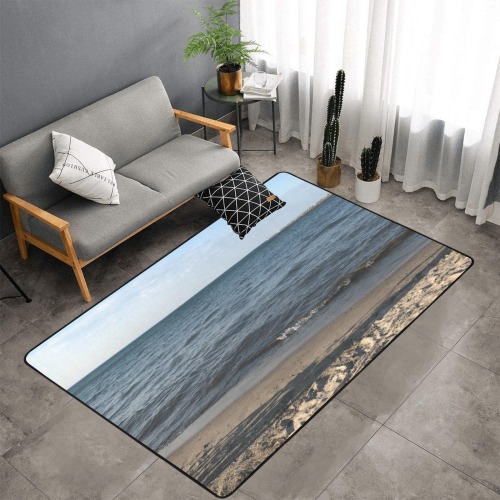 Beach Collection Area Rug with Black Binding 7'x5'