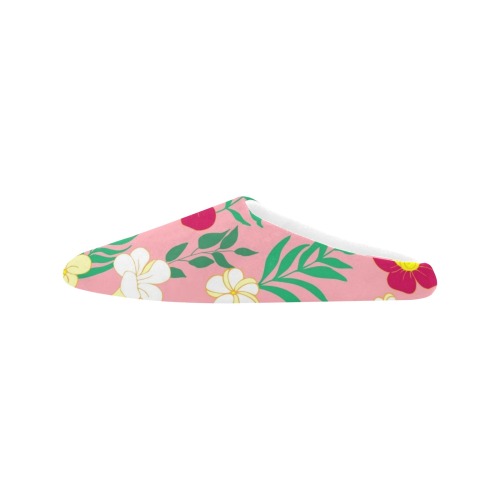 sweet pink floral slippers Women's Non-Slip Cotton Slippers (Model 0602)