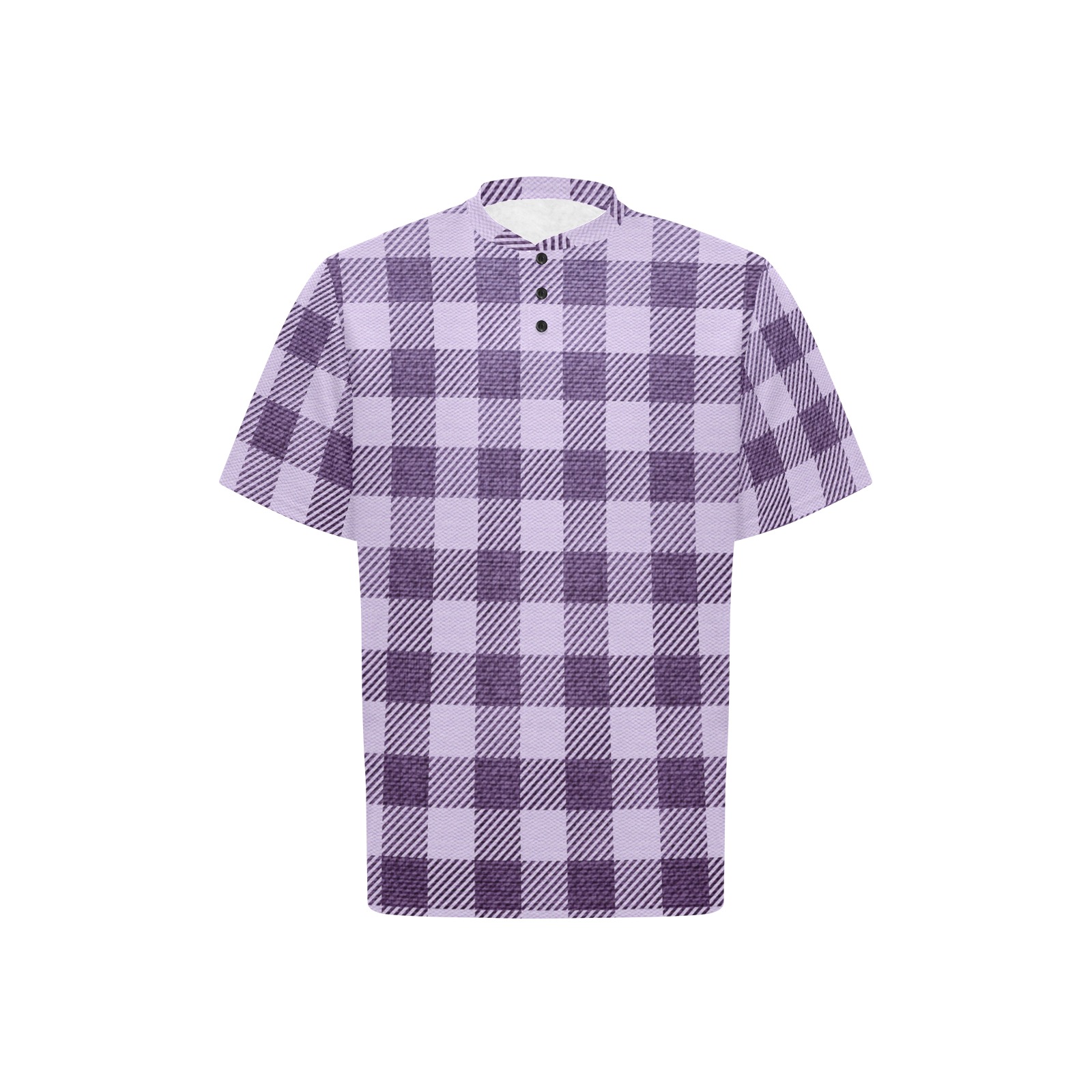 Pastel Purple Plaid Men's Henley T-Shirt (Model T75)