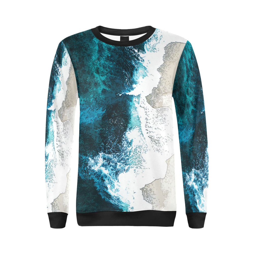 Ocean And Beach All Over Print Crewneck Sweatshirt for Women (Model H18)