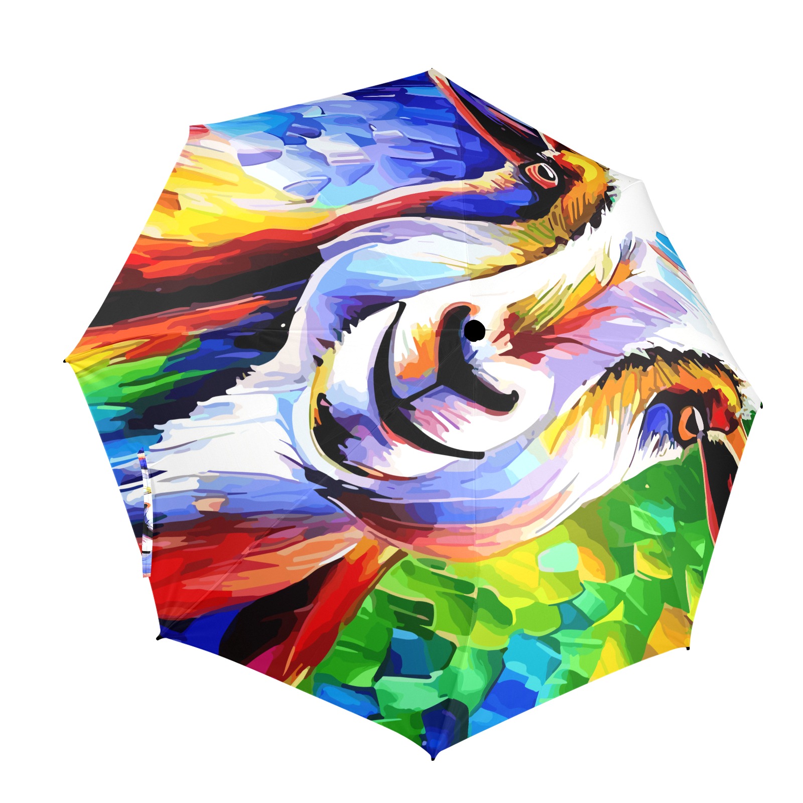 Equestrian Drawn Pattern Print Automatic Foldable Umbrella