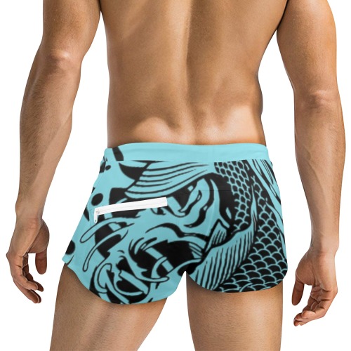 Aqua Fish Scales Men's Swim Trunks with Zipper Pocket (Model L71)