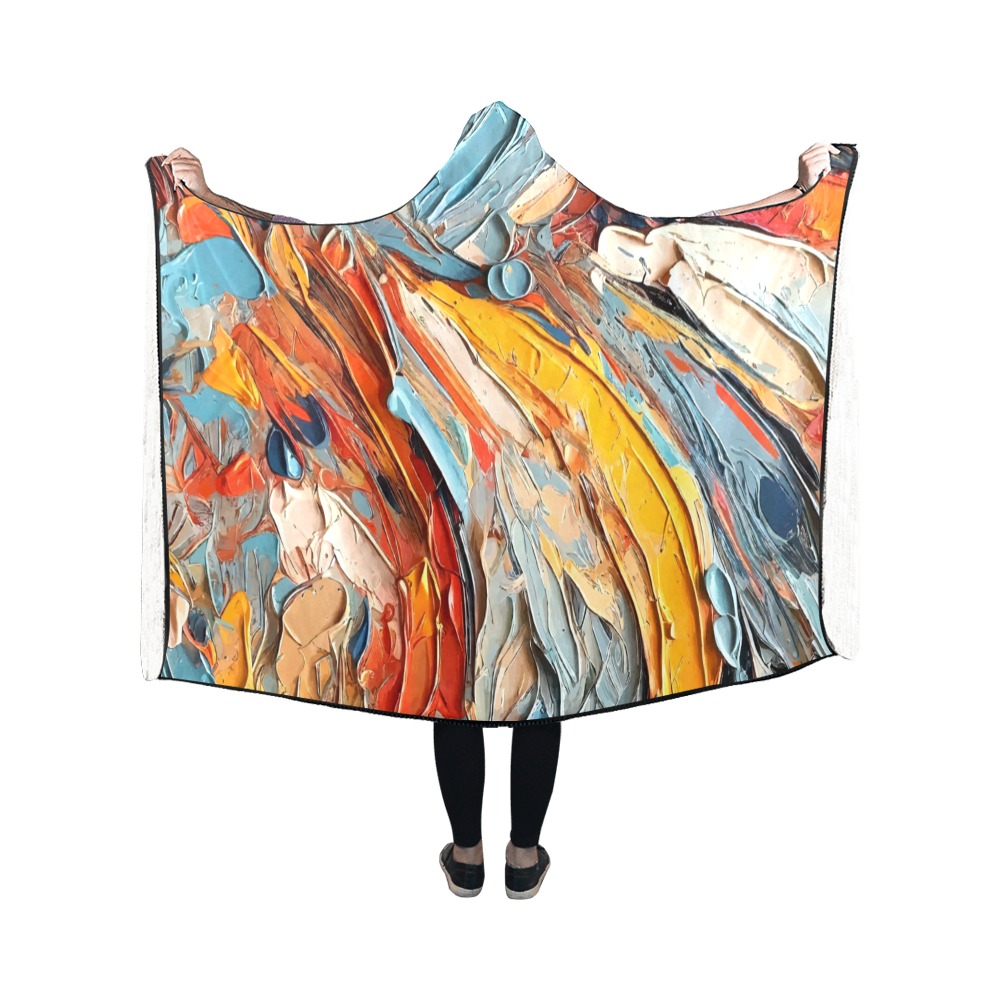 Colorful abstract art. Heavy bruch strokes. Hooded Blanket 50''x40''