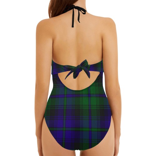 5TH. ROYAL SCOTS OF CANADA TARTAN Backless Hollow Out Bow Tie Swimsuit (Model S17)