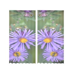 Purple Flowers Gauze Curtain 28"x84" (Two-Piece)