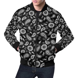 Black Paisley All Over Print Bomber Jacket for Men (Model H19)