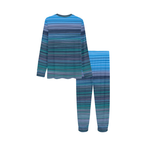 Abstract Blue Horizontal Stripes Kids' All Over Print Pajama Set