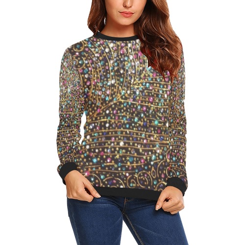sparkle- silver All Over Print Crewneck Sweatshirt for Women (Model H18)