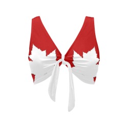 Canada Flag Halter Top Chest Bowknot Bikini Top (Model S33)