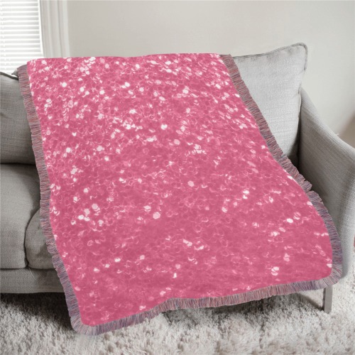 Magenta light pink red faux sparkles glitter Ultra-Soft Fringe Blanket 30"x40" (Mixed Pink)