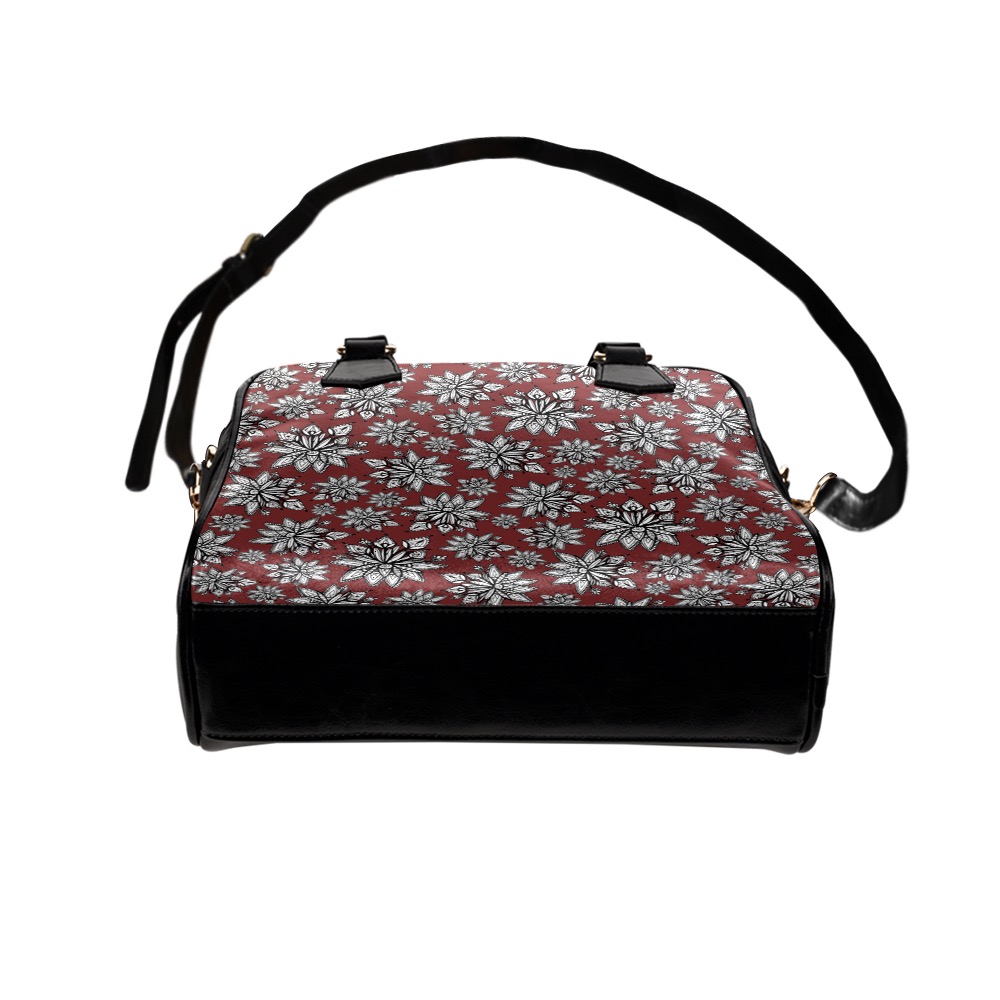 Creekside Floret pattern burgundy Shoulder Handbag (Model 1634)