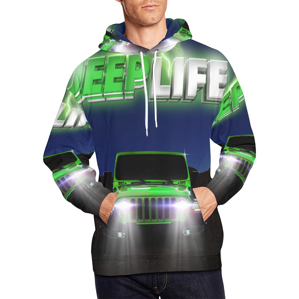 Green Jeep Life-alloverhoodie All Over Print Hoodie for Men (USA Size) (Model H13)