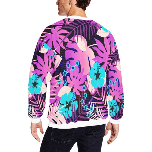 GROOVY FUNK THING FLORAL PURPLE All Over Print Crewneck Sweatshirt for Men (Model H18)