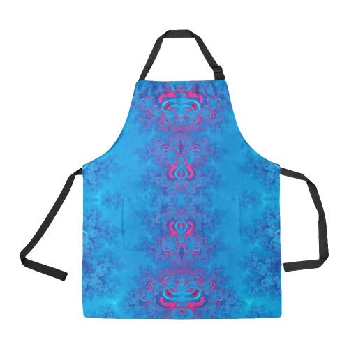 Blue Flowers on the Ocean Frost Fractal All Over Print Apron