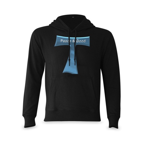 Franciscan Tau Cross Peace and Good  Blue Metallic Oceanus Hoodie Sweatshirt (NEW) (Model H03)