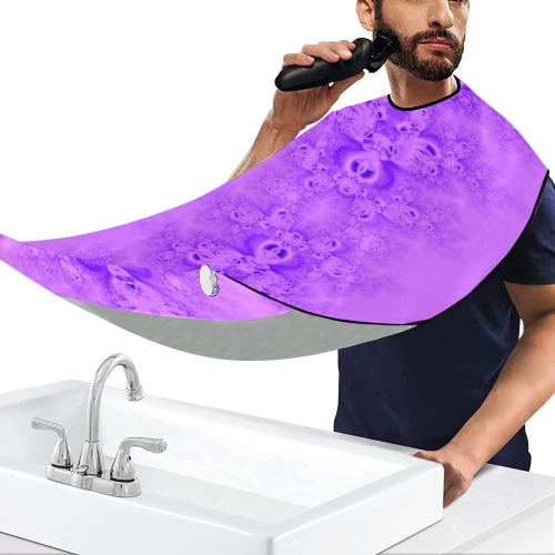 Purple Lilacs Frost Fractal Beard Bib Apron for Men Shaving & Trimming