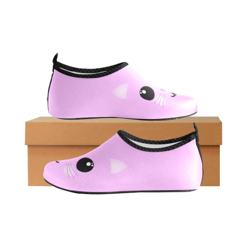 Kawaii Kitty Pink Kids' Slip-On Water Shoes (Model 056)