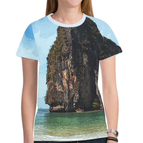 Phra-Nang Krabi Thailand New All Over Print T-shirt for Women (Model T45)